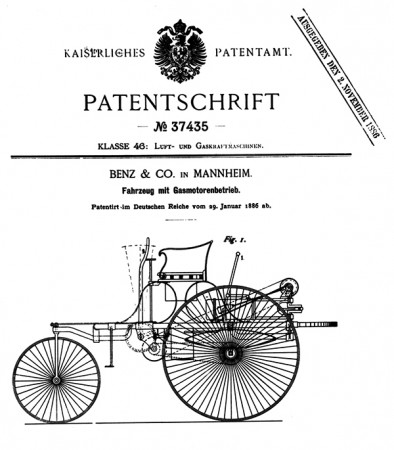 Benz Patent-Motorwagen, Modell 1,  Patentschrift Nr. 37435
