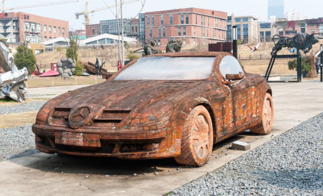 Car made out of bricks, Shanghai, China - 01 Mar 2015