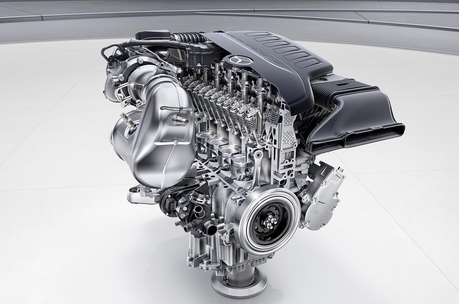Mercedes-Benz Sechszylinder-Benzinmotor M256, Schnittmotor. // M