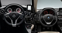 Comparație statică: Mercedes-Benz A-Class vs BMW Seria 1 facelift